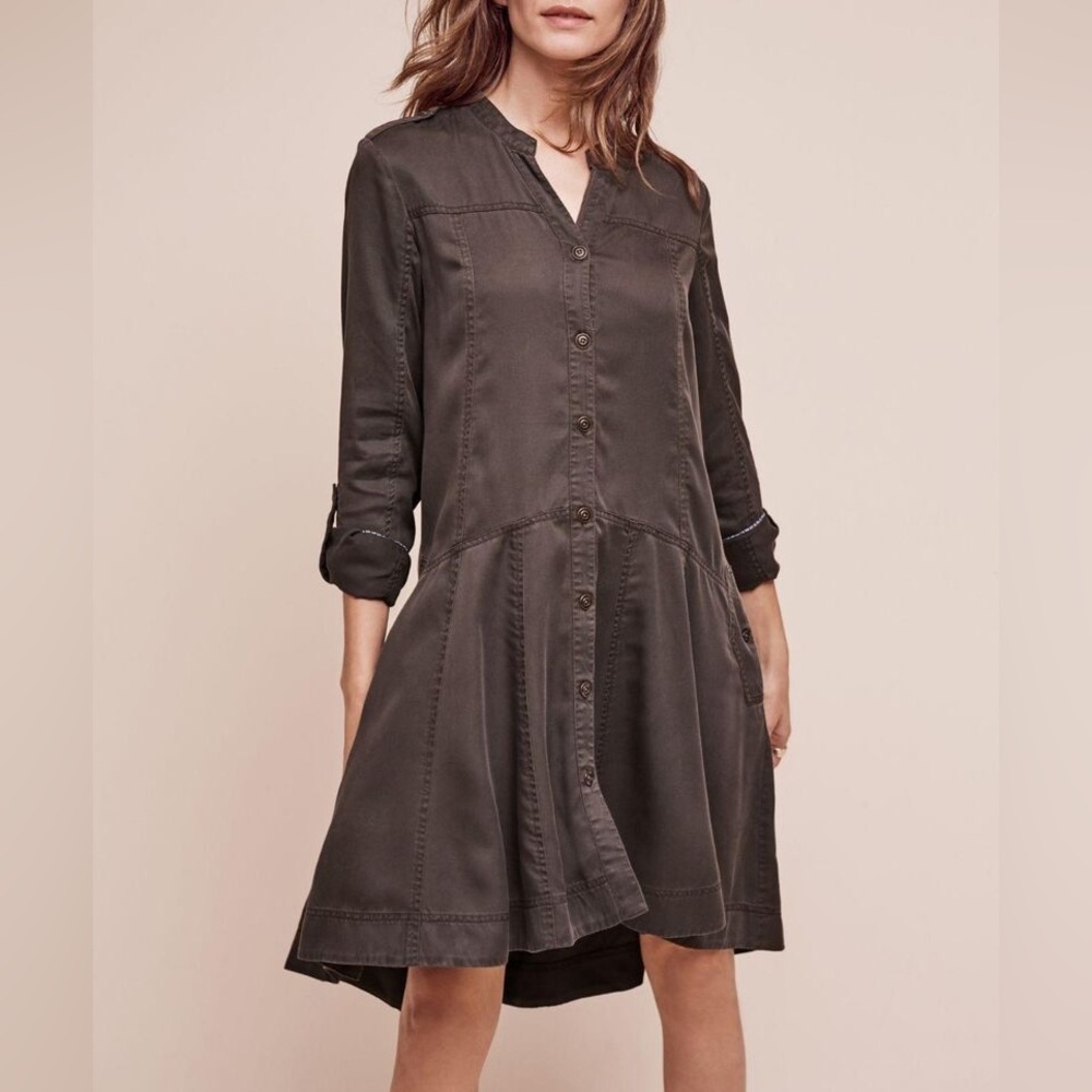 HOLDING HORSES BY ANTHROPOLOGIE Mariona shirt dress in Olive